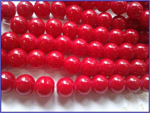 Red Opaque Glass Rounds, 8mm - Per String(+/- 105/string).