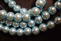 Light Blue Glass Pearls, 8mm - Pack of 25.