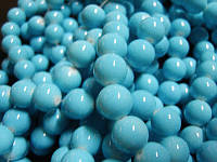Light Blue Opaque Glass Rounds  , 10mm - Pack of 20.