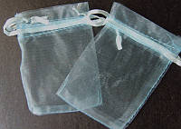 Sale!! Light Blue Organza Bags, 8cm X 12cm - Sold Individually.