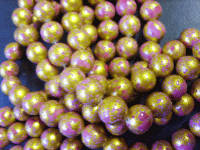 LIMITED OFFER ! Pink Golden Marble Glass Rounds, 12mm - Pack of 10.