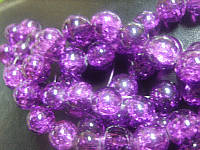 Purple Crackle Glass Rounds  , 12mm - Pack of 10.