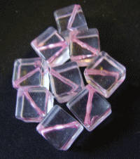 Acrylic Pink Line Through Cube, 12mm - Pack of 10.