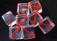 Acrylic Red Line Through Cube, 12mm - Pack of 10.