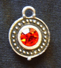 50% Off Sale!! Nickle Petit Pendant with Red Rhinestone Inlay , 18mm x 14mm - Sold Individually..