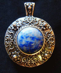 Sodalite Pendant With Clip on Bail, 44mm x 34mm.