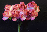 Deep Pink And White Paper Roses, per bunch of 12.