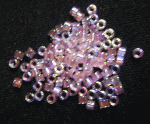 NEW : Myuki Delica Lined Pink AB 11/0 - Per Pack of 50.