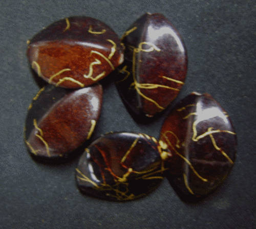 Acrylic Brown Splash Oval Beads, 27mm x 22mm - Pack of 5.