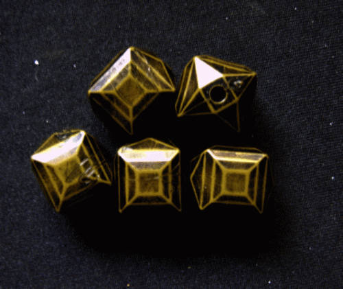 WINTER SALE! Acrylic Black/Olive Green Facet Cube, 16mm  - Pack of 5.