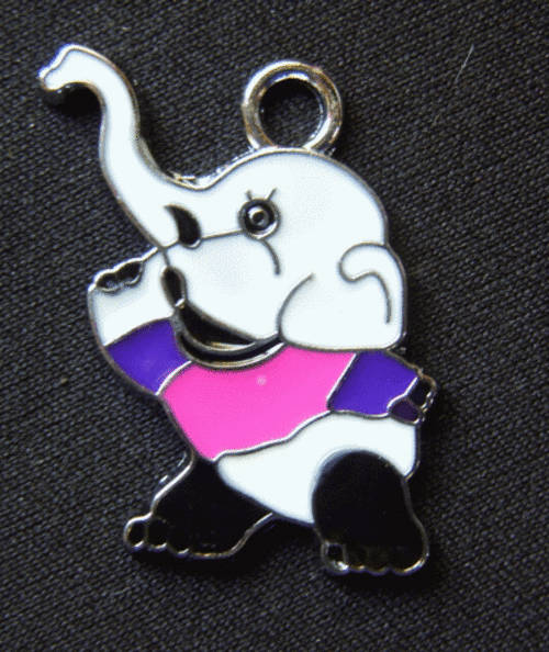 Enamel Charm Elephant, 29mm x 21mm - Sold Individually