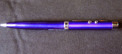 Metallic Purple Ballpoint Pen with flash light and laser pointer.
