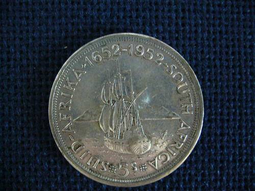 GEORGIVS SEXTVS REX 1652-1952 SOUTH AFRICA 5S CIRCULATED COIN