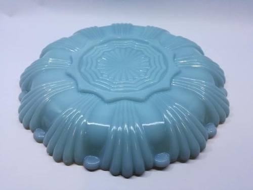 Blue milk glass egg platter