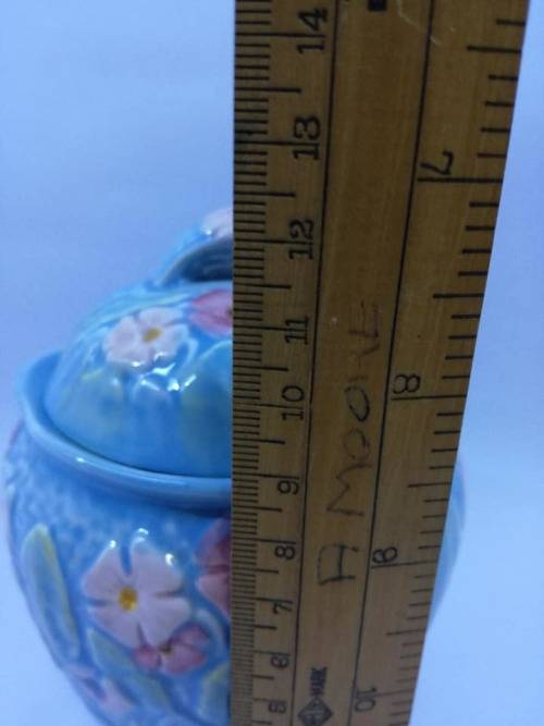 Mella-Ware England Blue-Floral Flowers honey/jam jar