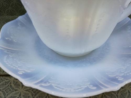 Stunning pressed milk glass cup and saucer!