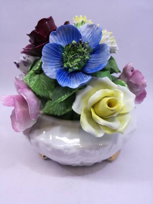 Vintage Porcelain Radnor Bone China Flowers Staffordshire England - Flowers all intact, vase cracked