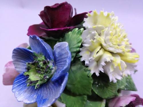 Vintage Porcelain Radnor Bone China Flowers Staffordshire England - Flowers all intact, vase cracked