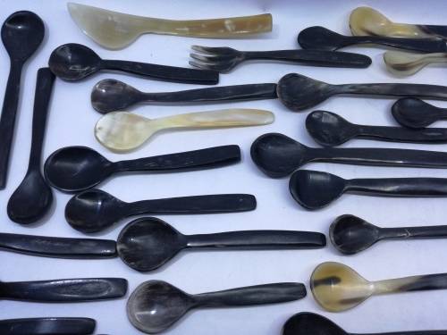 Cow horn spoon collection