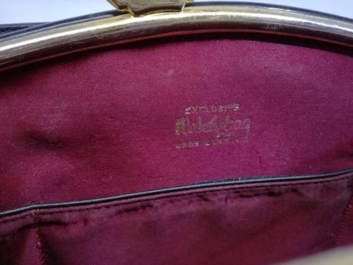 Vintage 1950s Black Patent Leather Waldybag Handbag
