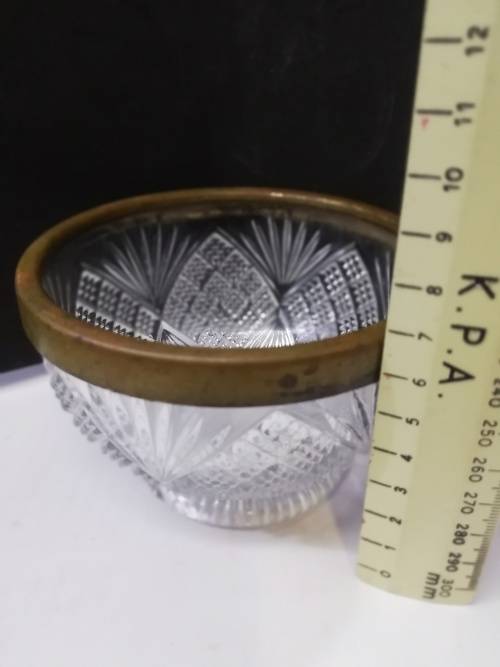 Lovely Glass bowl with metal rim