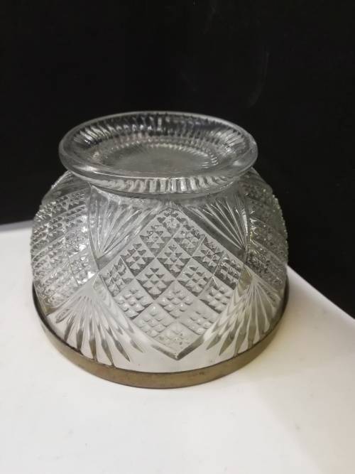 Lovely Glass bowl with metal rim
