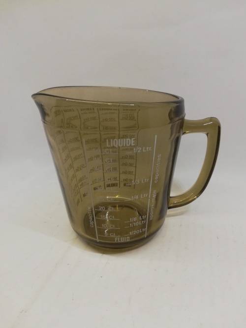 Brown Arcopal France glass measuring jug