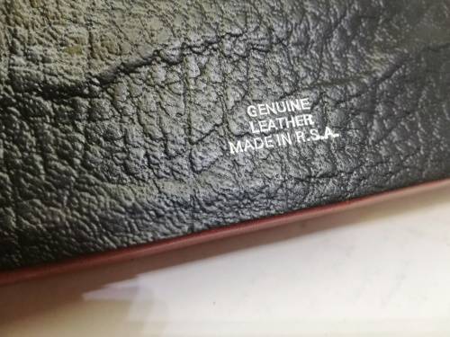 VINTAGE date, day and month calendar with pen holders and letter opener. Leather made in SA