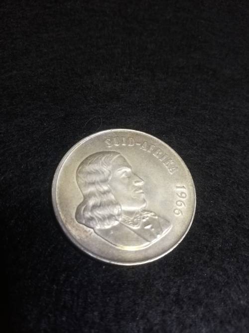 Suid Afrika 1966 Afrikaans R1 coin Silver