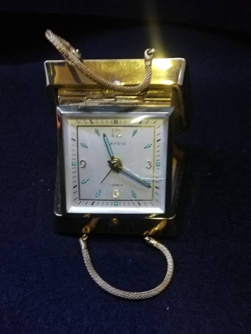 Raysig 7 jewels handbag travel clock - crack in glass - Not tested