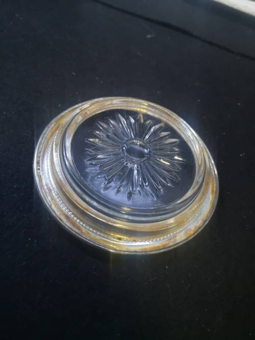 Silver plate and glass coasters