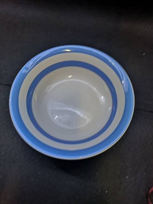 TG Green Blue and White Cornishware bowls x 2