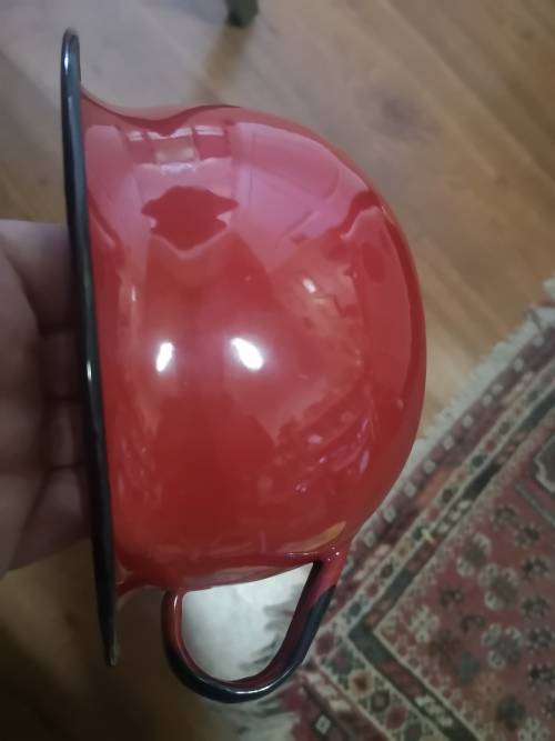 Small beautiful red Polish enamel chamber pot! - LOOK!