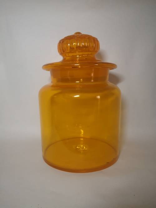 Huge Bright orange glass bottle and glass lid