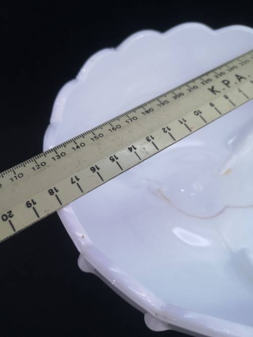 Vintage Indiana Glass Pedestal Bowl, Milk Glass Compote, Tear Drop- has a crack but still so pretty!