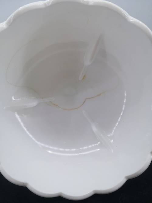 Vintage Indiana Glass Pedestal Bowl, Milk Glass Compote, Tear Drop- has a crack but still so pretty!