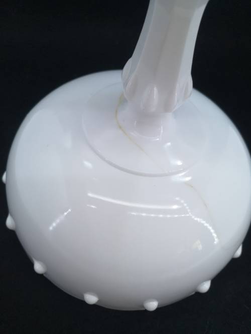 Vintage Indiana Glass Pedestal Bowl, Milk Glass Compote, Tear Drop- has a crack but still so pretty!