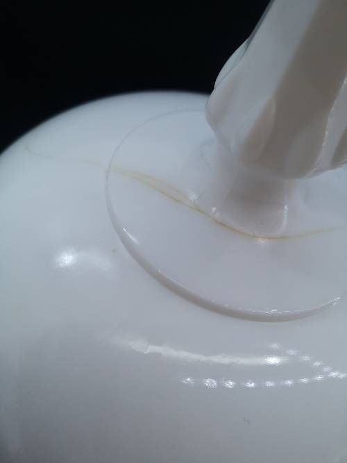 Vintage Indiana Glass Pedestal Bowl, Milk Glass Compote, Tear Drop- has a crack but still so pretty!