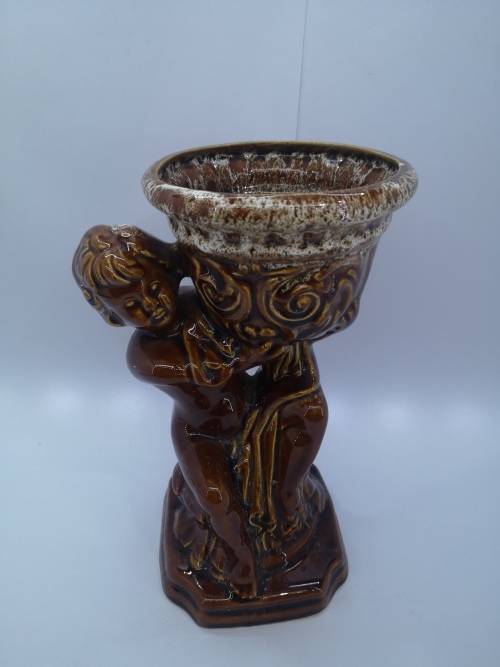 Ceramic vintage vase - Boy carrying basket