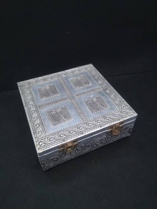 Indian handmade metal covered jewelry box