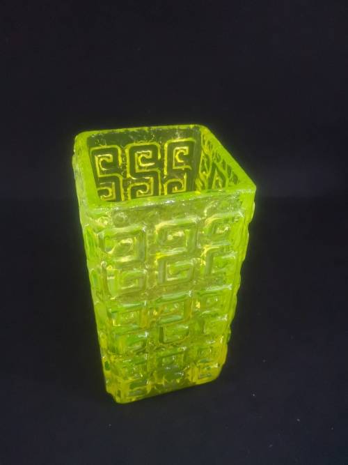 Uranium Vaseline glass vase -  heavy!