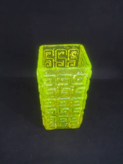 Uranium Vaseline glass vase -  heavy!