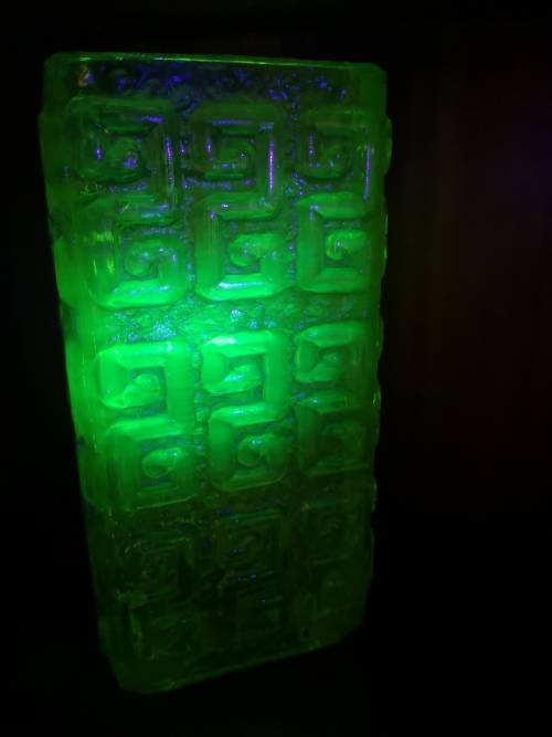 Uranium Vaseline glass vase -  heavy!