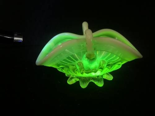 Vaseline glass - uranium glass basket