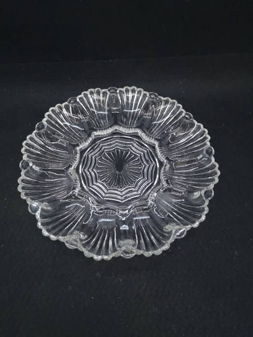 Clear glass devilled egg plate