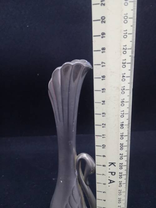 Silver plated fluted swan bud vase