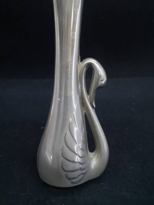 Silver plated fluted swan bud vase