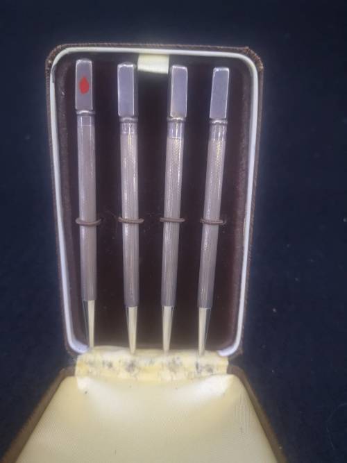 Vintage English sterling silver Bridge pencils boxed