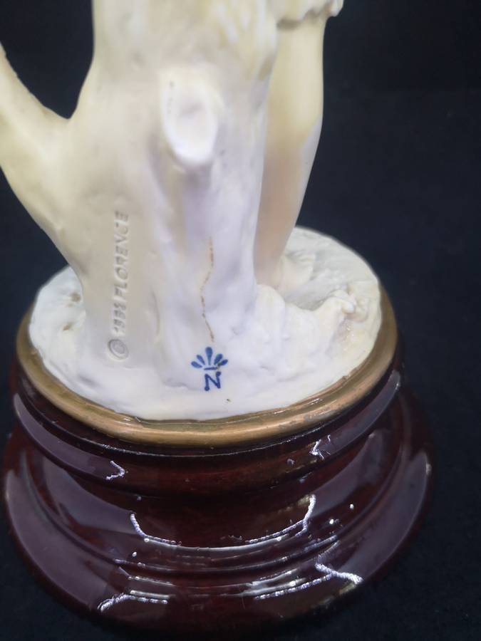 Vintage Florence sculpture D`arte by Guiseppe Armani 1982 - Boy with grapes - note chip on elbow