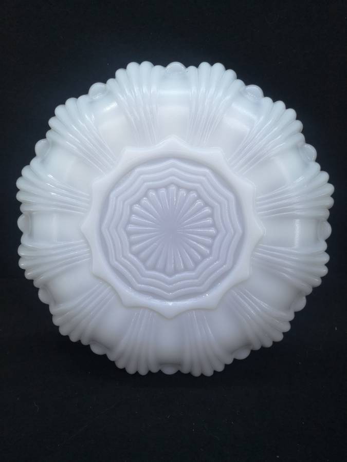 Milk glass devilled egg plate - lots of gold loss